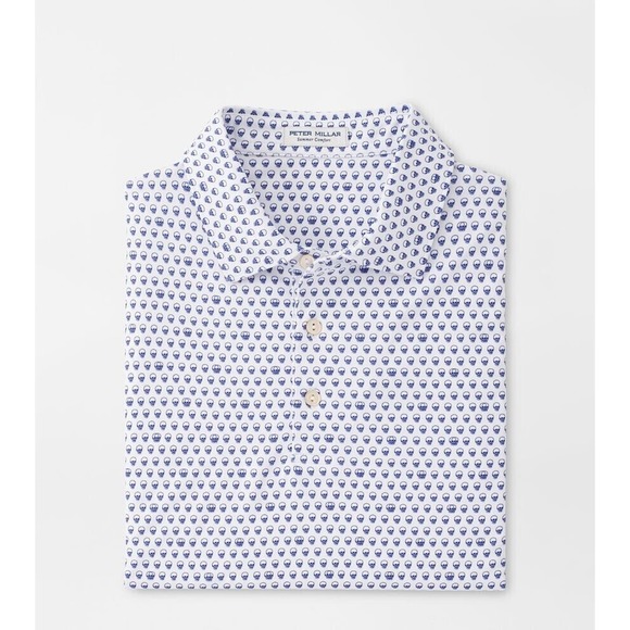 Peter Millar Golf Shirt Polo CS Summer Comfort Seeing Double Print Large White - Picture 1 of 7